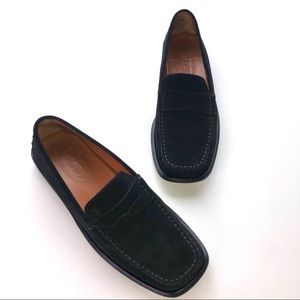 TOD’S Penny Loafers Square Toe Black Suede 7.5